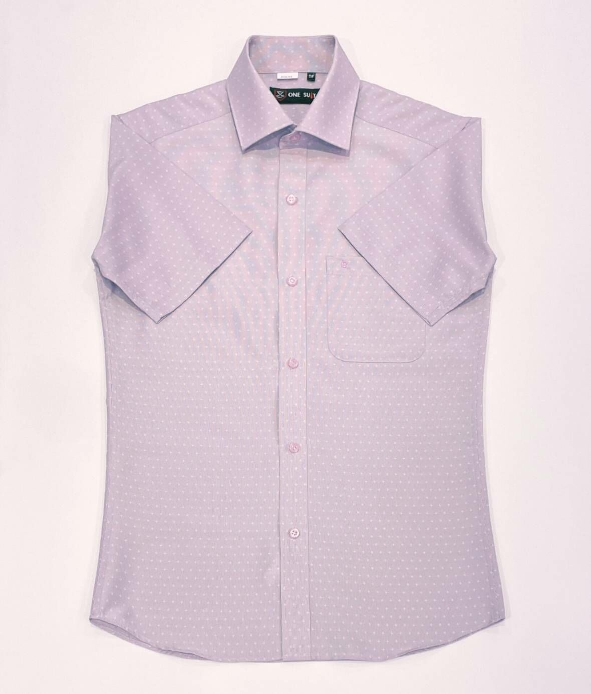 紫色緹花短袖襯衫01