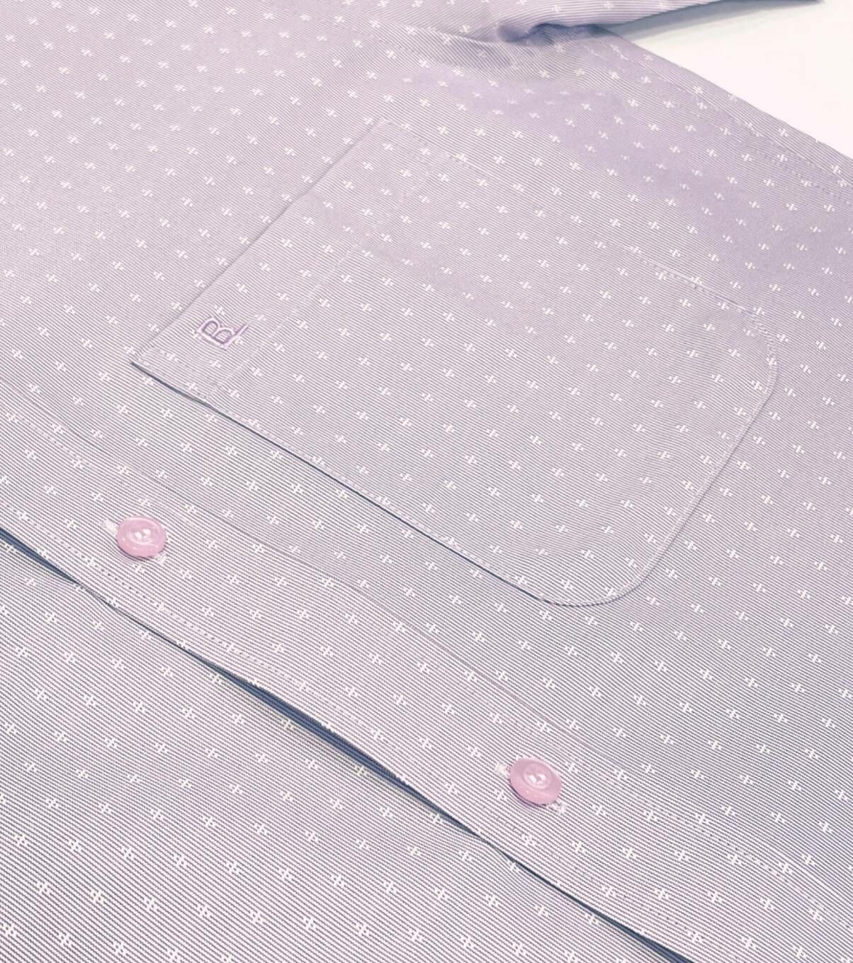 紫色緹花短袖襯衫03