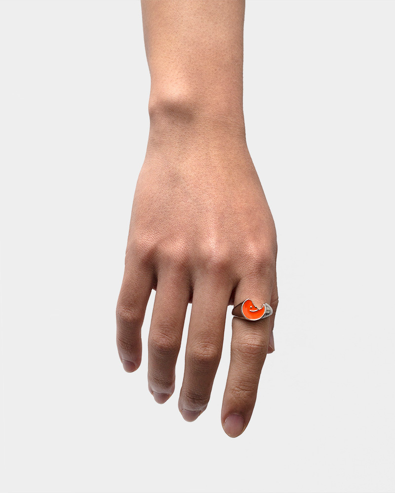 RECOVERY×＠angustattoo 破碎笑臉戒指 (橘)
