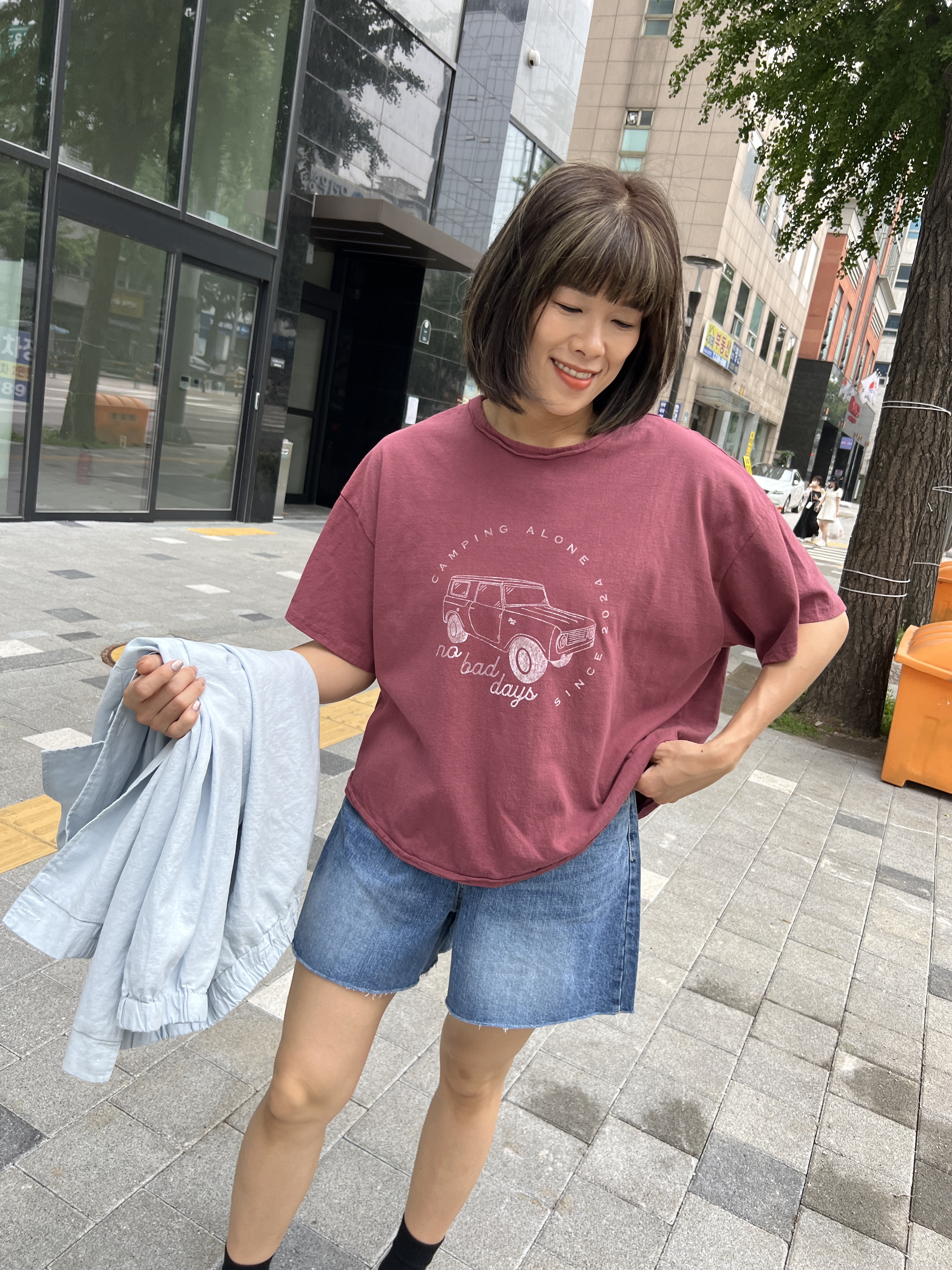 正韓Very顯瘦後鬆緊A字牛仔短褲