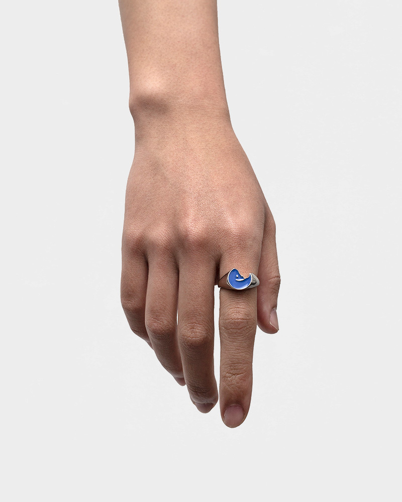 RECOVERY×＠angustattoo 破碎笑臉戒指 (藍)