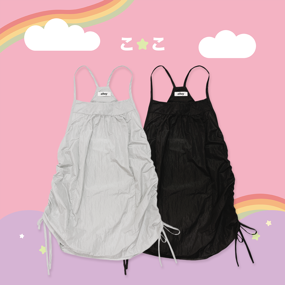 こ♡こ 抽繩皺褶簡約吊帶連身裙