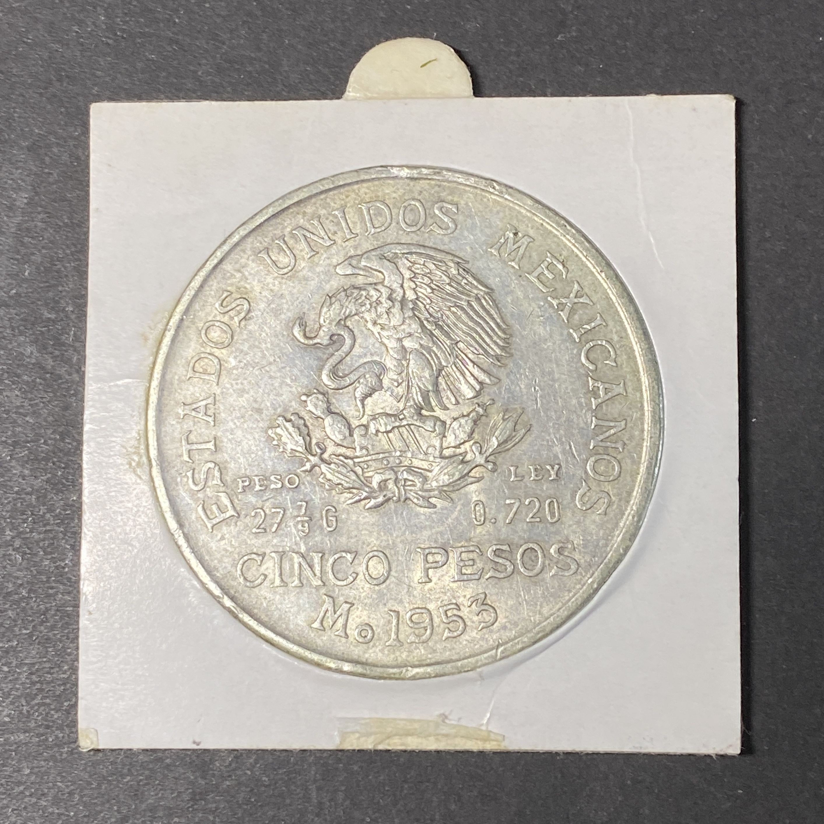 1953 Mexico Hidalgo Bicentennial 200th Anniversary 5 Pesos (72% Silver Coin)