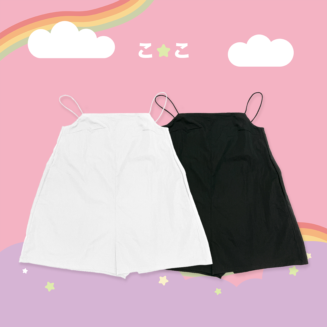 こ♡こ 素面細肩吊帶連身褲