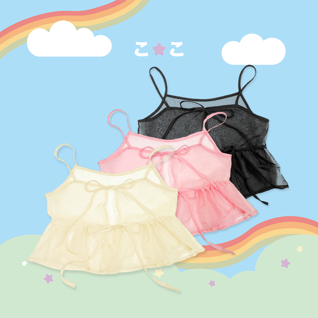 こ♡こ 疊穿外搭微透網紗透膚背心