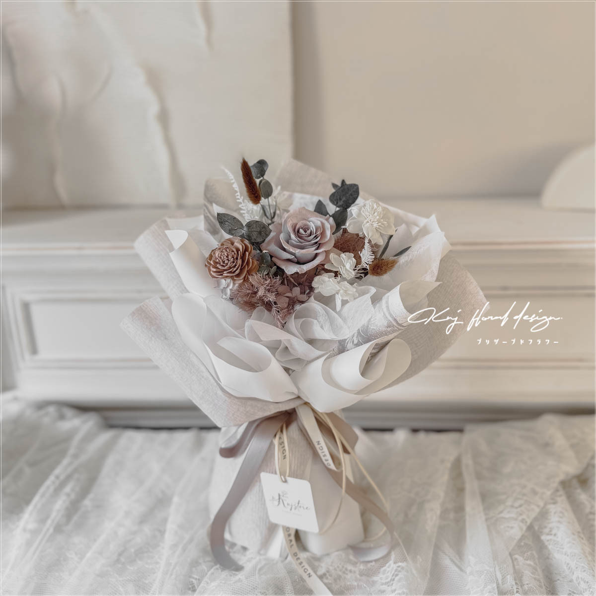 侘寂美學．單朵永生玫瑰花束