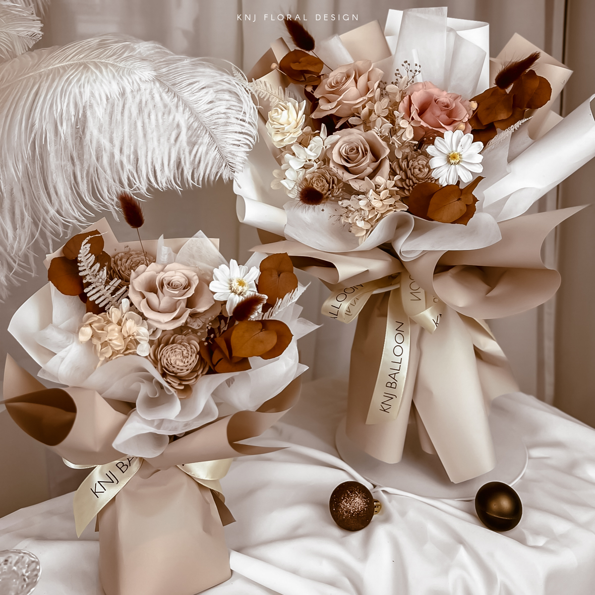 奶茶棕．永生玫瑰花束