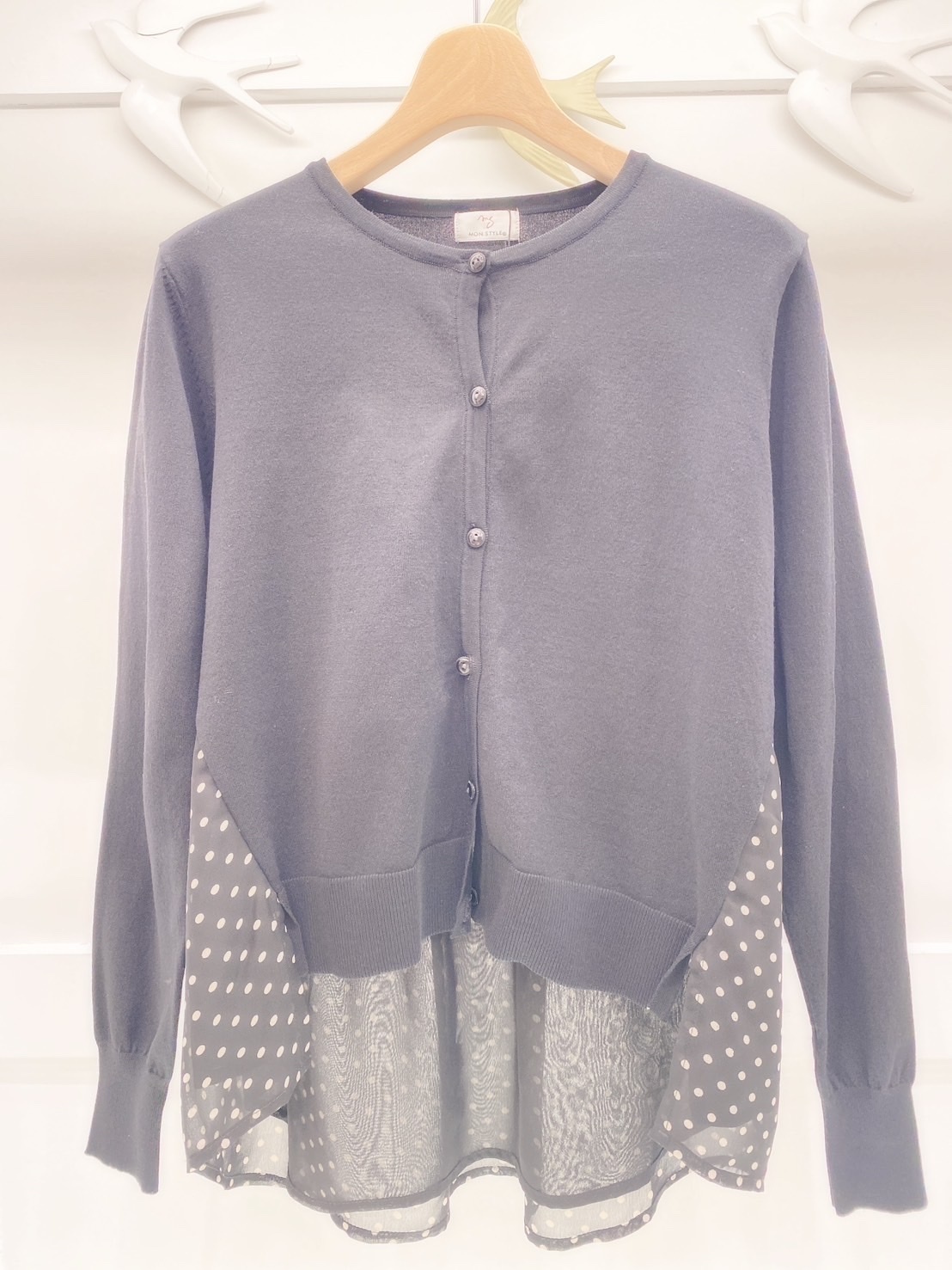 薄紗圓點針織外套