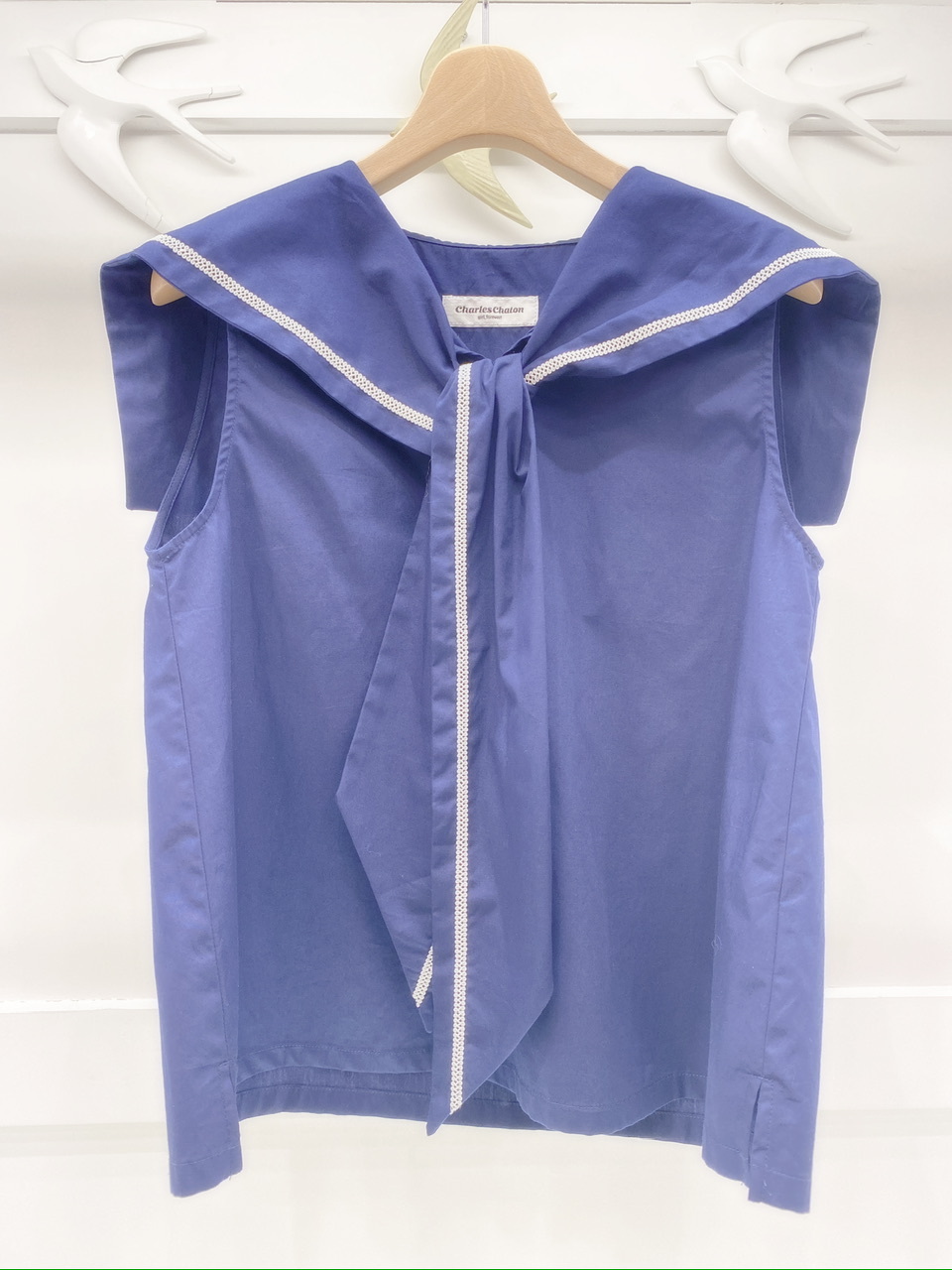 水手領無袖上衣