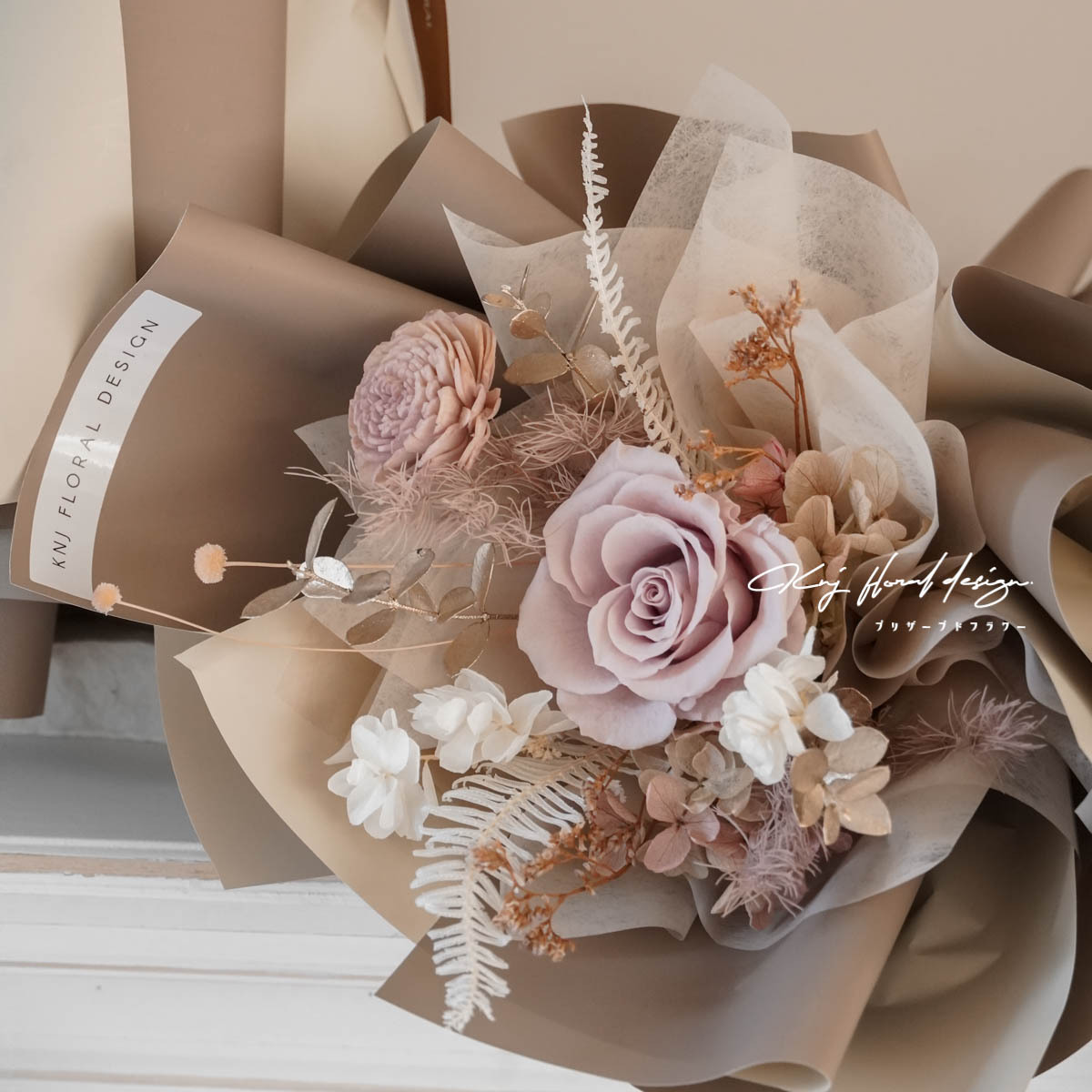 灰煙粉．永生玫瑰花束