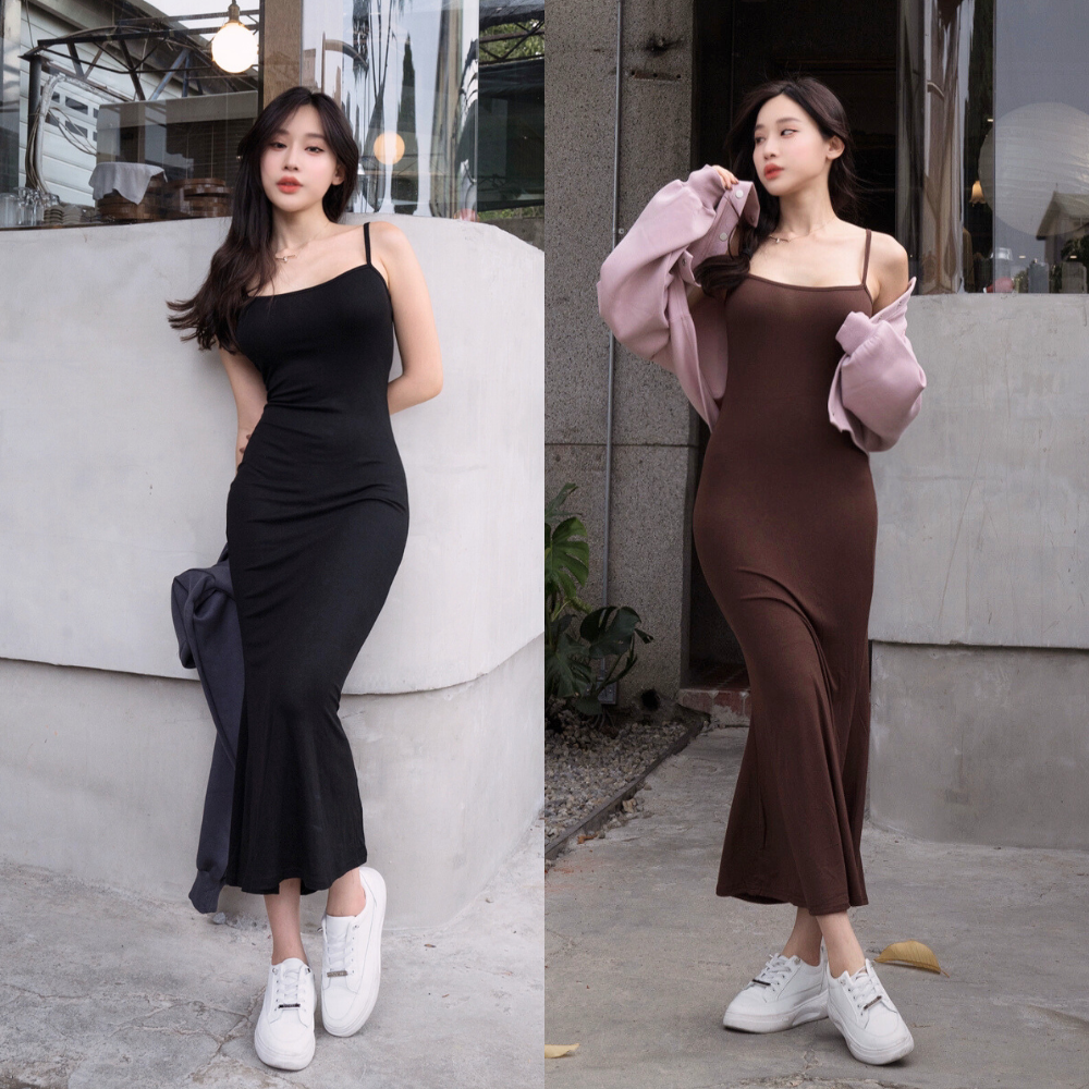 【DOMISS自訂】作弊美人魚!有胸墊 細肩帶長裙 -2色 細肩 洋裝(現+預)