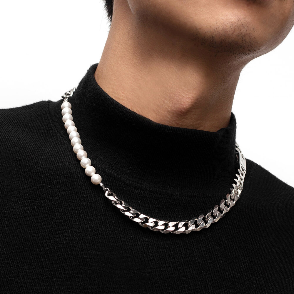 Recovery項鍊-6mm/52cm 不鏽鋼貝珠