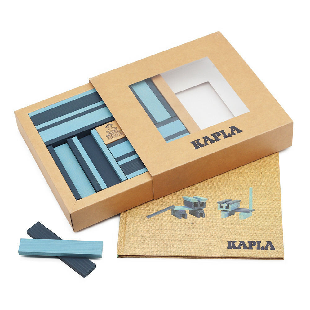 【法國KAPLA．小木板】BOOK AND COLOURS 冷色組 (40入)