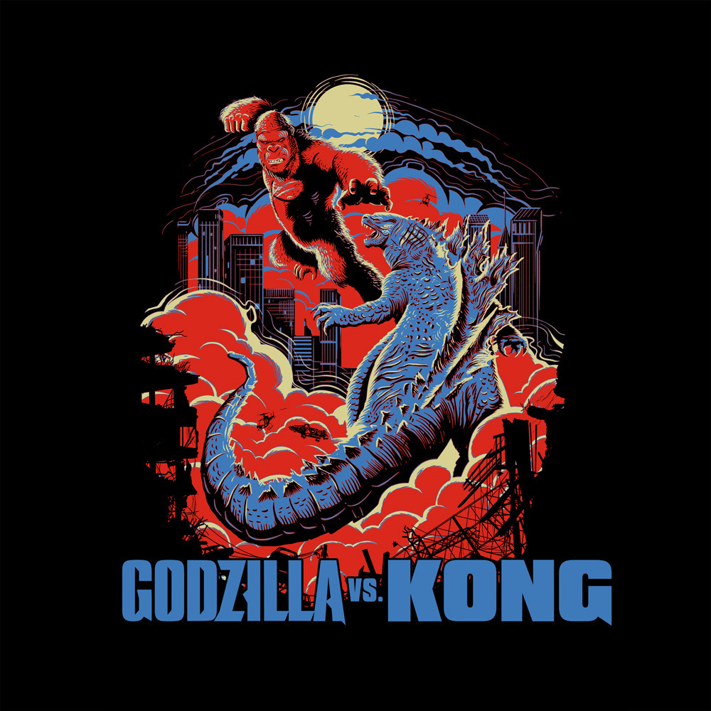 Cospa 0729 ｺﾞｼﾞﾗvsｺﾝｸﾞ Tｼｬﾂ/黑色