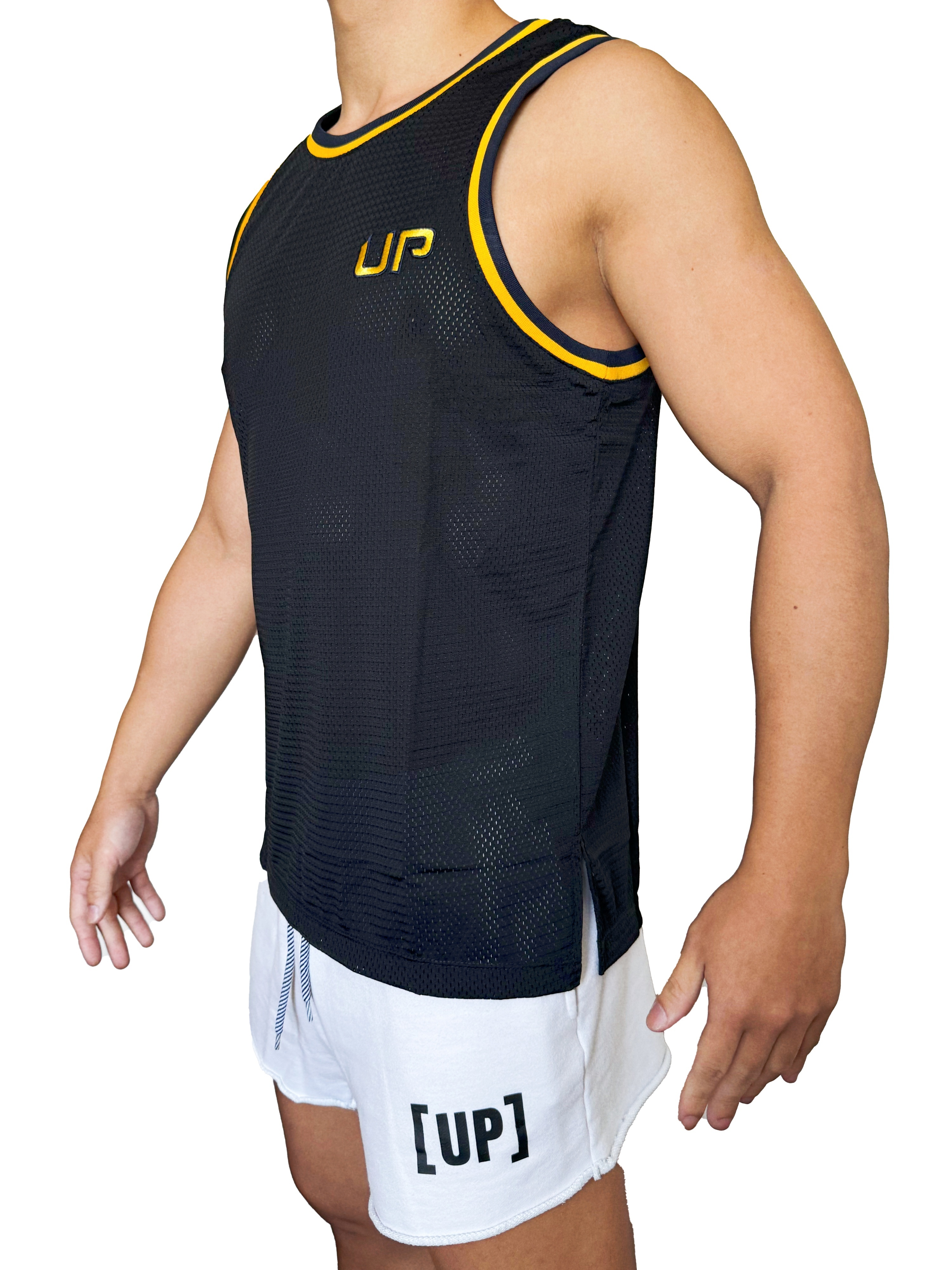 冰感系列 - Team UP 網布背心 透視黑/ 鮮黃