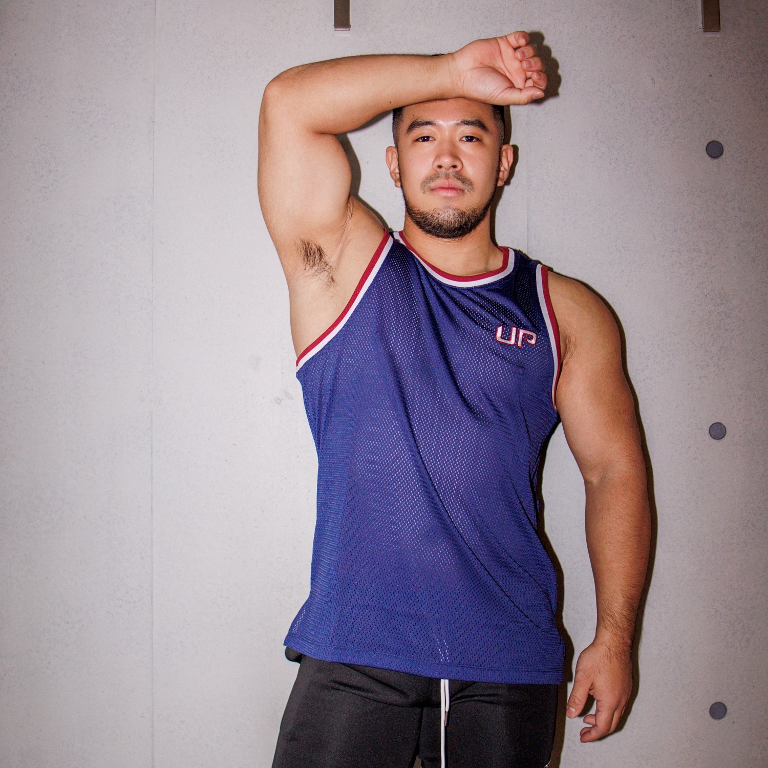 冰感系列 - Team UP 網布背心 透視軍藍/酒紅