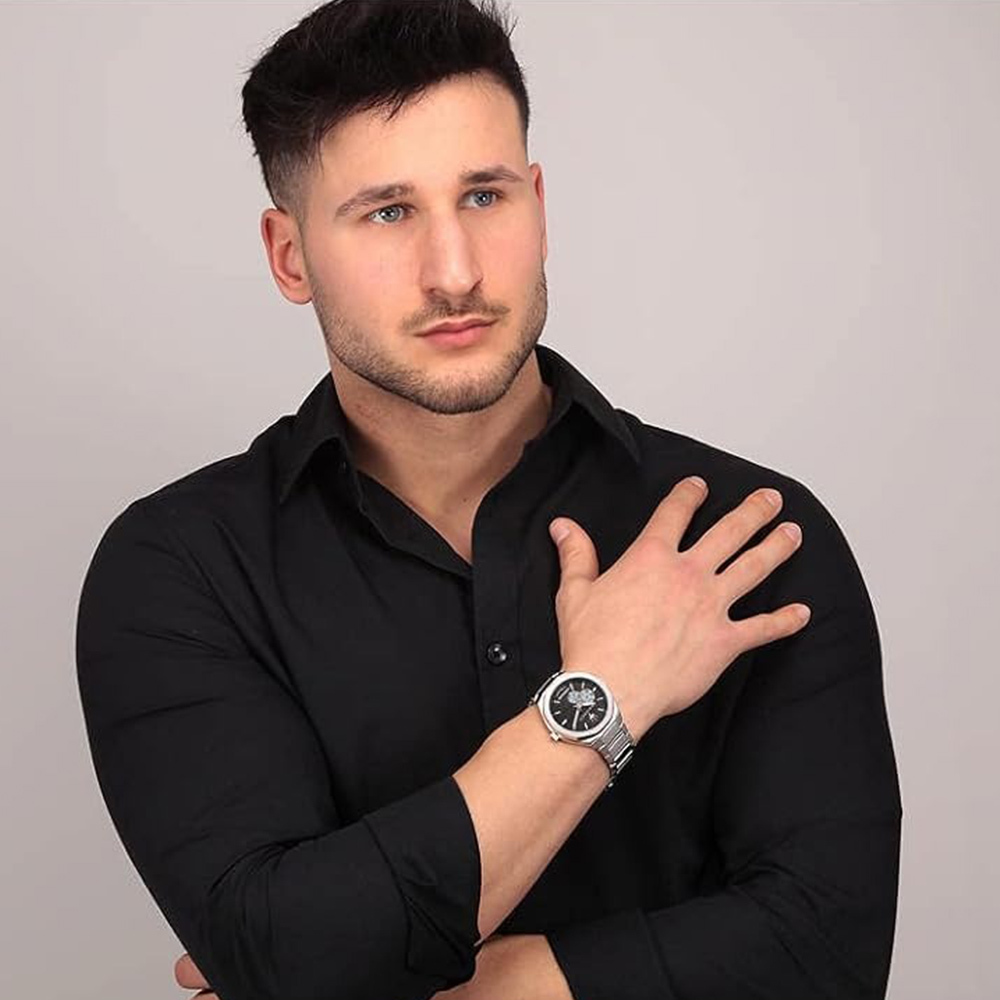 【Maserati 瑪莎拉蒂】Stile R8823142002 多邊形邊框 三針 鏤空 自動機械 腕錶