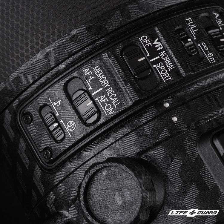 LIFE+GUARD 鏡頭貼膜安裝示意，適用 Nikon AF-S 400mm F2.8 E