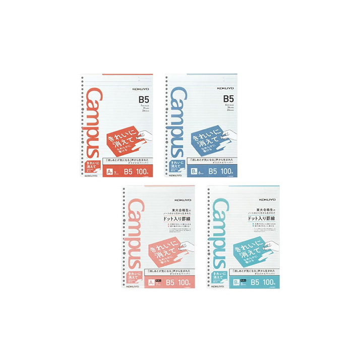 KOKUYO Campus易擦活頁紙B5-橫線-B罫(行距6mm)