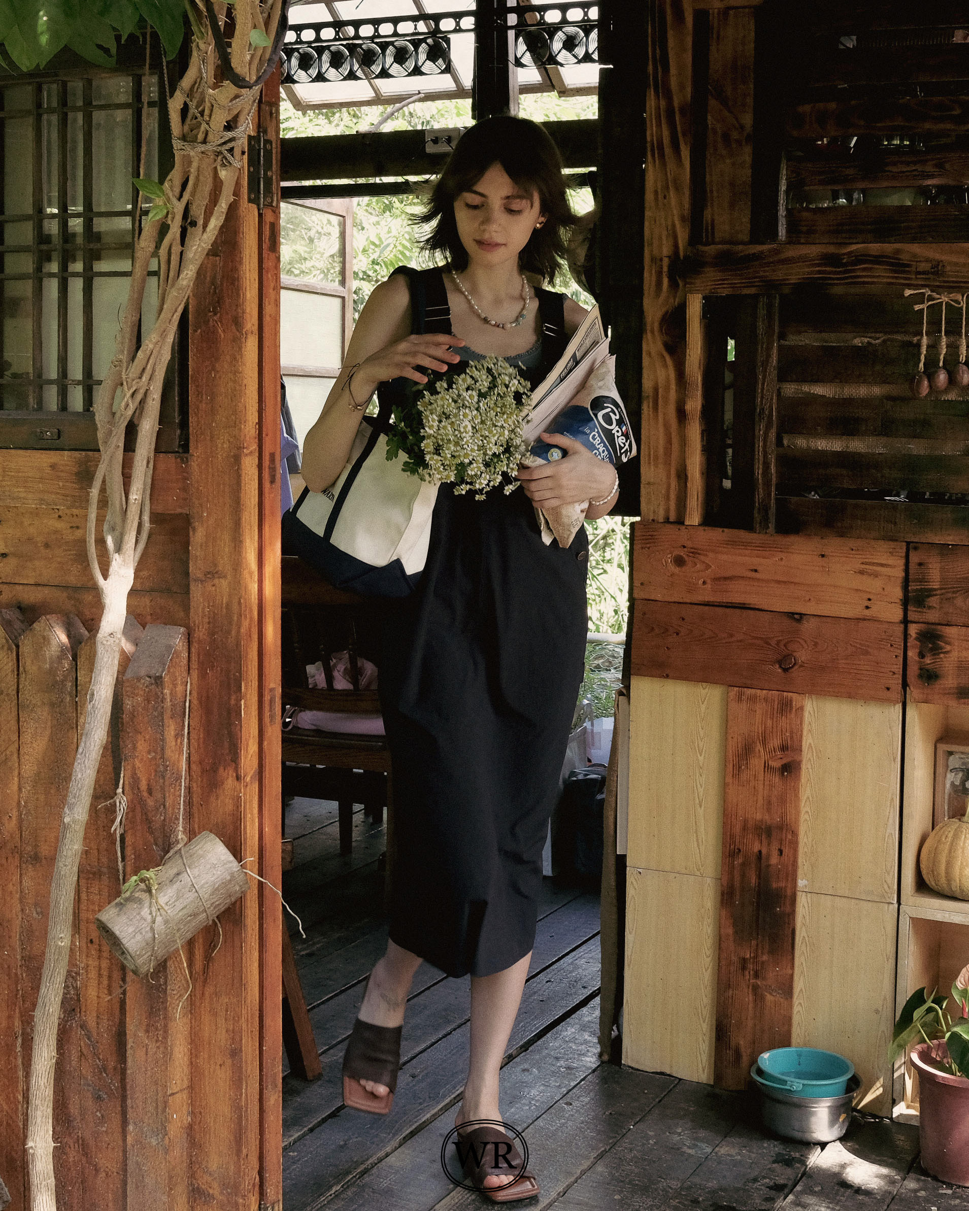 Small Town Suspender Dress - Navy Blue