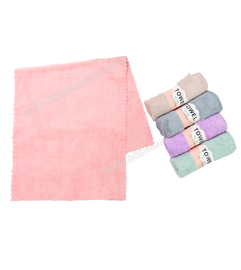 5條裝 素色珊瑚絨面巾 4130191