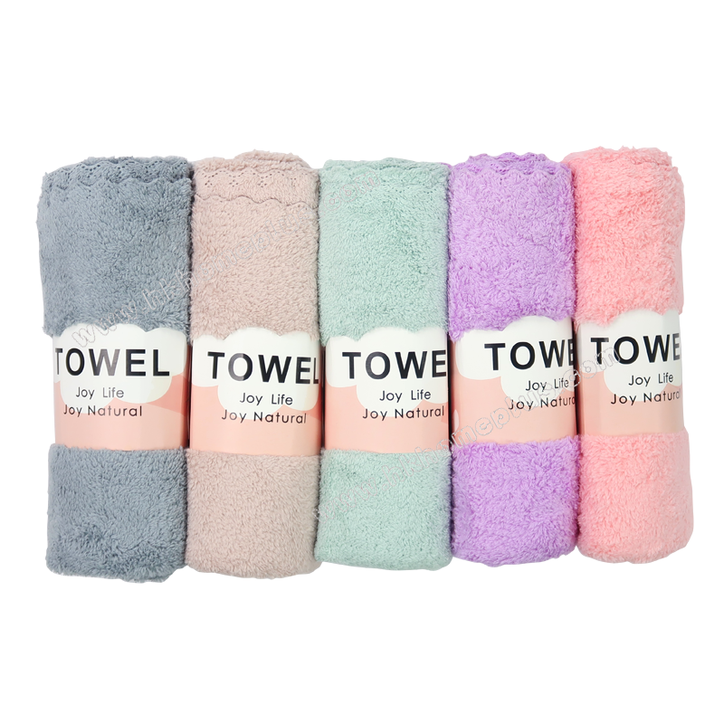 5條裝 素色珊瑚絨面巾 4130191