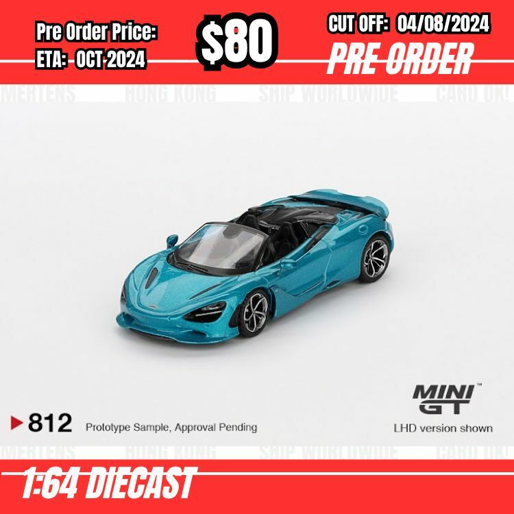 PO-$80  * Mini GT * 1:64 #812 McLaren 750S Spider Belize Blue RHD [OD22/07]