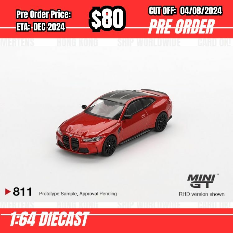PO-$80  * Mini GT * 1:64 #811 BMW M4 Competition (G82) Sahkir Orange RHD [OD22/07]