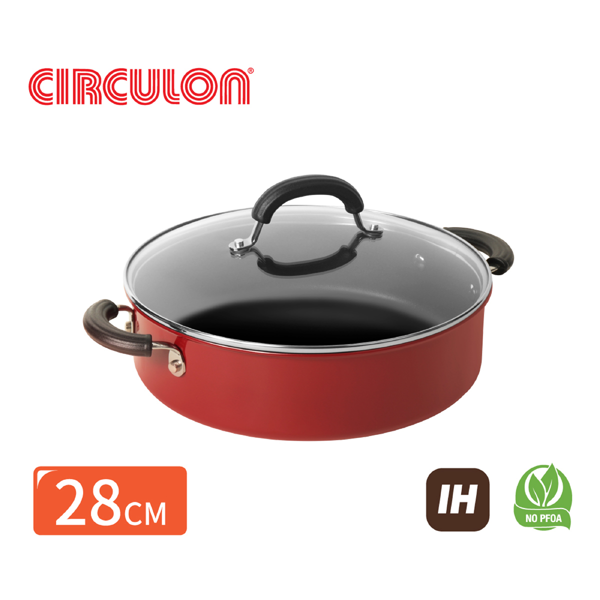 《CIRCULON Total圓滿系列》導磁不沾 IH 雙耳湯鍋含蓋 28公分
