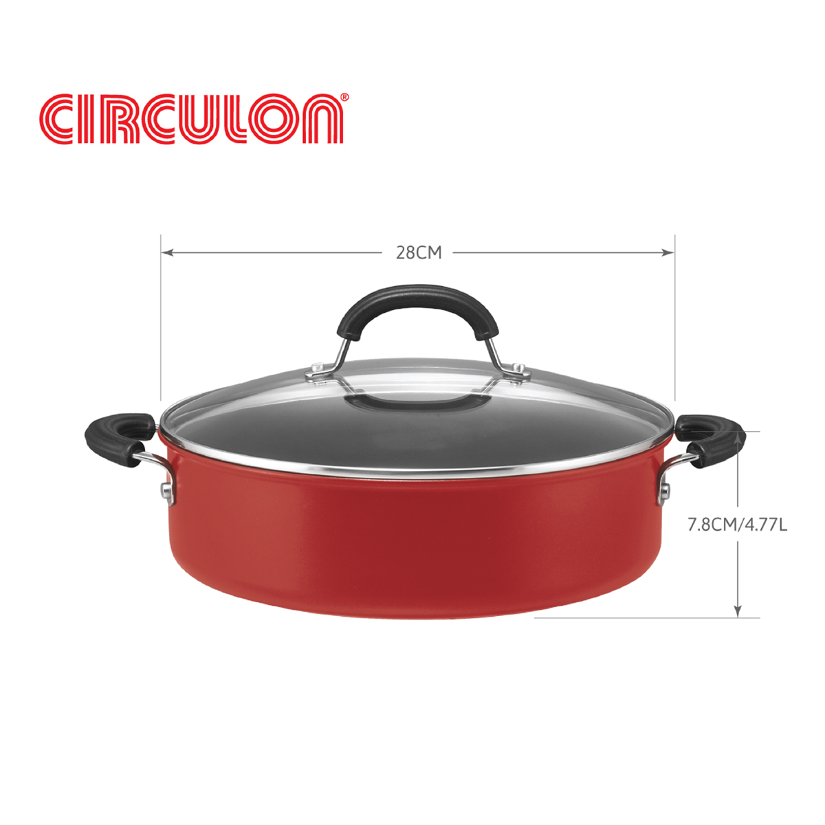 《CIRCULON Total圓滿系列》導磁不沾 IH 雙耳湯鍋含蓋 28公分