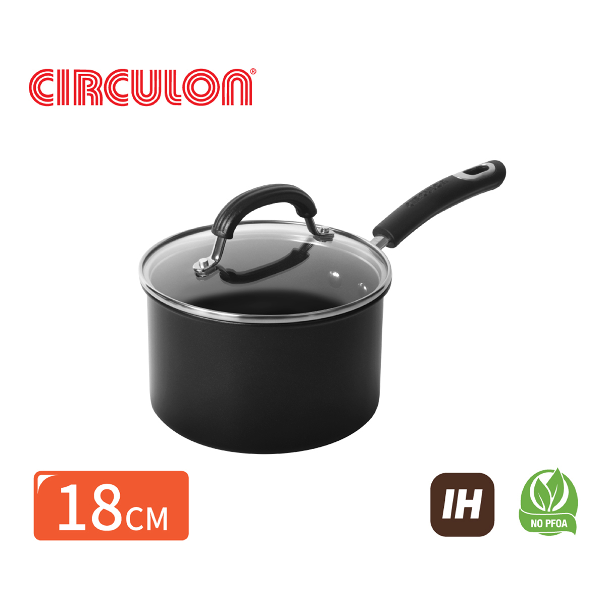 《CIRCULON Total圓滿系列》導磁不沾 IH 單柄湯鍋含蓋 18公分
