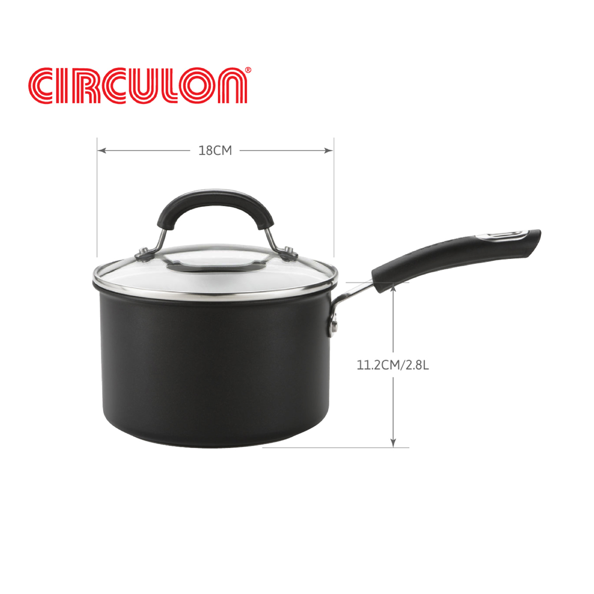 《CIRCULON Total圓滿系列》導磁不沾 IH 單柄湯鍋含蓋 18公分