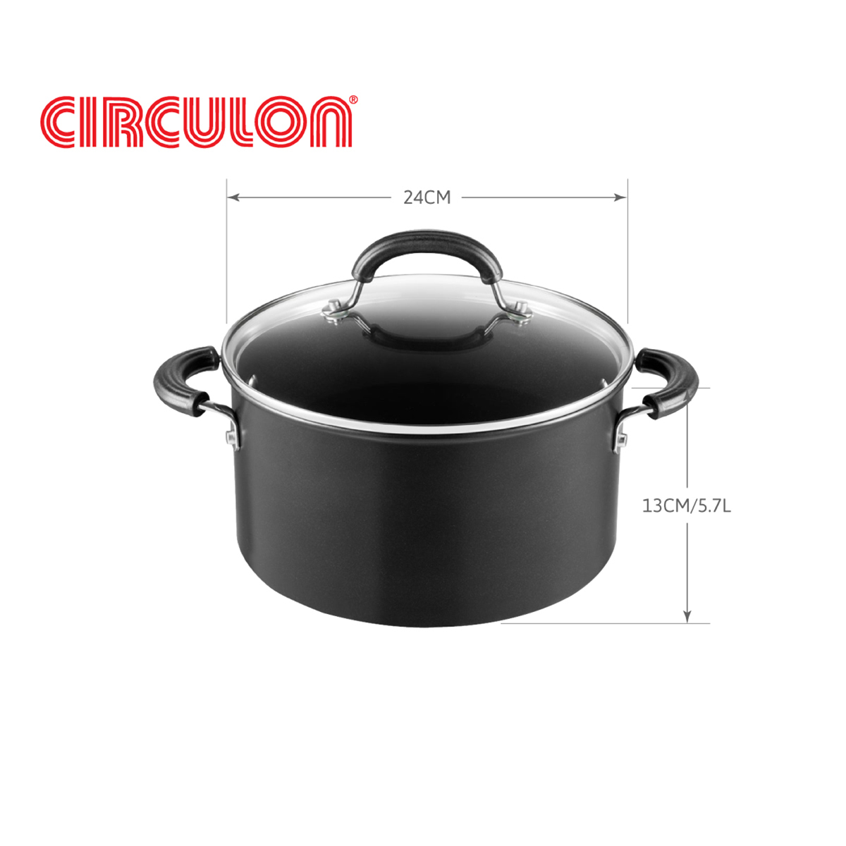 ★福利品★《CIRCULON Total圓滿系列》導磁不沾 IH 雙耳湯鍋含蓋 24公分