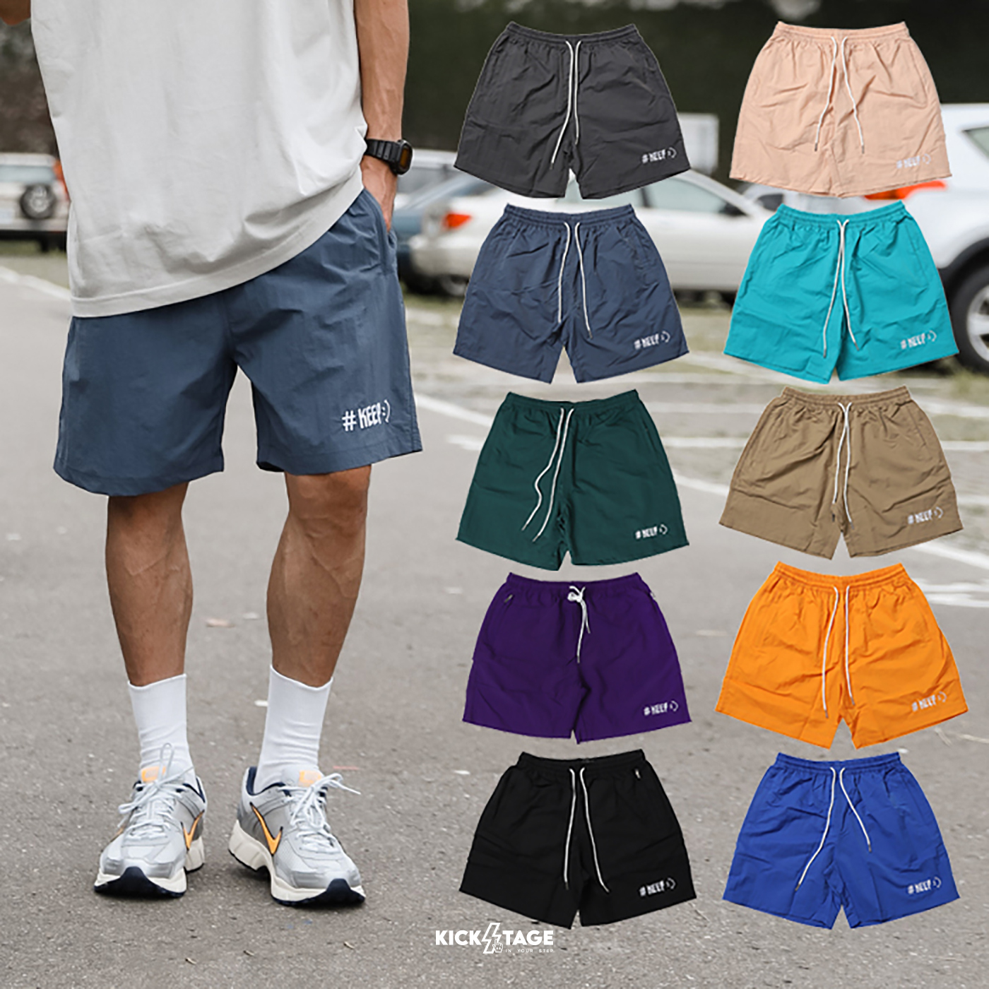 #KEEP BEACH SHORTS 十色 多色 閃電微笑 刺繡 抽繩 海灘褲 短褲 成人【KS80】schbag mshorts ABshorts