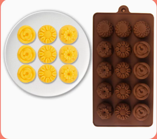 Popular silicone jelly mold (brown flowers) (specification: 20*10*1.5CM)