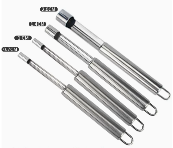 爆款4種型號去核取芯套裝（不銹鋼去核器）（規格：0.7/1/1.4/2*20CM）