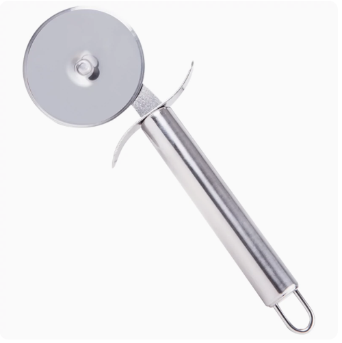 Popular stainless steel pizza cutter (silver) (specification: 20*6.4CM)