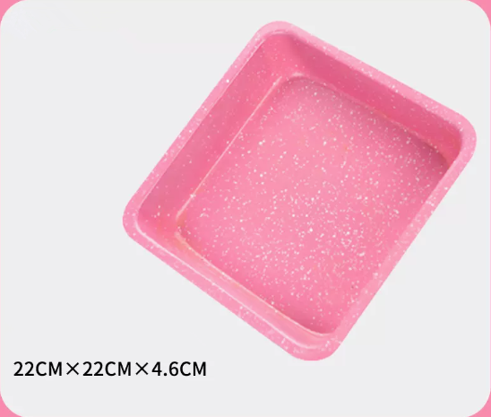 爆款9英寸正方形烤盤（粉色）（規格：22*22*4.6CM）