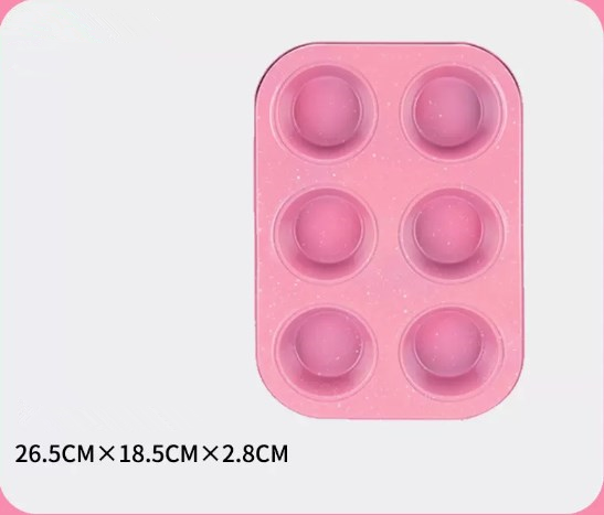 Popular 6-hole cake mold (pink) (specification: 26.5*18.5*2.8CM)