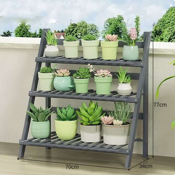 Popular flower stand (grey-three layers, 70CM long)