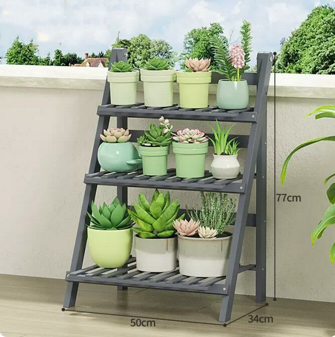 Popular flower stand (grey-three layers, 50CM long)