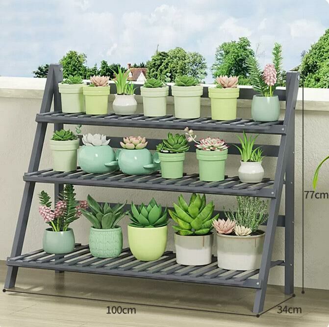 Popular flower stand (grey-three layers, 100CM long)