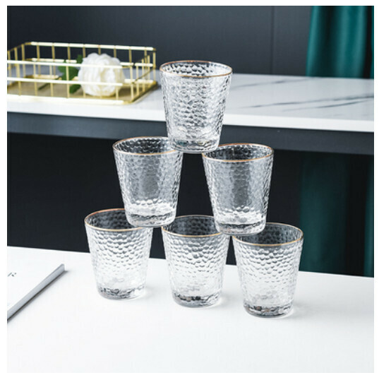 爆款簡約創意北歐風格茶杯（金邊矮杯  6個）