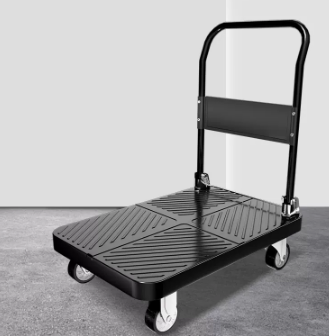 New thickened steel plate foldable portable trolley (black 3-inch wear-resistant wheels) (size: length 58*width 38CM/can load 400 pounds)