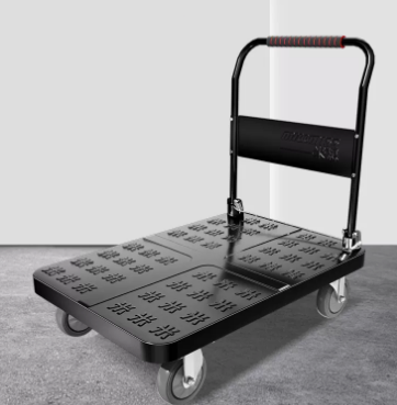 Hot selling thickened steel plate foldable portable trolley (black 5-inch gray rubber wheels) (size: length 90*width 60CM/can load 1700 pounds)
