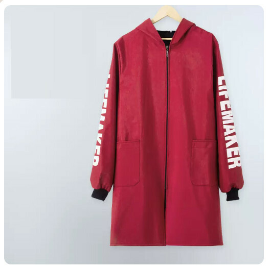 Hot selling long-sleeved apron [velvet thickened red] (size: XL-3XL) (please contact customer service to confirm the delivery size after placing the order)