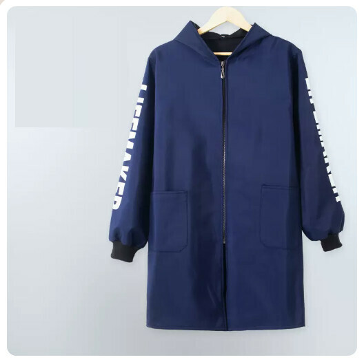 Hot selling long-sleeved apron [velvet thickened dark blue] (size: XL-3XL) (please contact customer service to confirm the delivery size after placing the order)