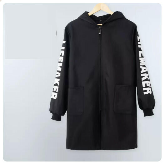 Hot selling long-sleeved apron [velvet thickened black] (size: XL-3XL) (please contact customer service to confirm the delivery size after placing the order)