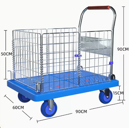 Hot selling foldable nylon fence trolley (5-inch silent TPR wheels) (size: 90*90*60*50*15CM/can load 700 pounds)