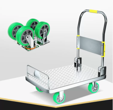 Hot selling thickened heavy-duty steel plate trolley (heavy-duty 5-inch silent load-bearing wheel) (size: 73*48CM/can load 900 pounds)